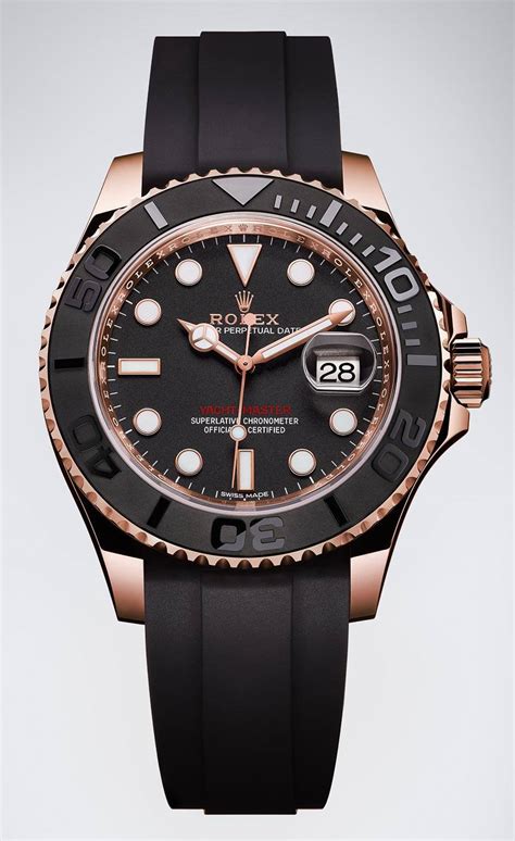 rolex gold face black strap|Rolex everose gold.